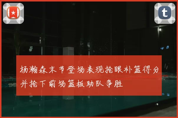 杨瀚森末节登场表现抢眼补篮得分并抢下前场篮板助队争胜