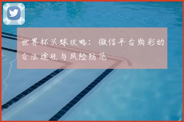 世界杯买球攻略：微信平台购彩的合法途径与风险防范